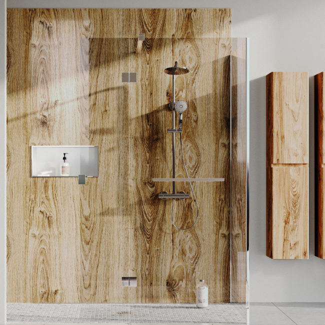 Rustic Oak PVC Shower Wall Panel - 2400 x 1000mm