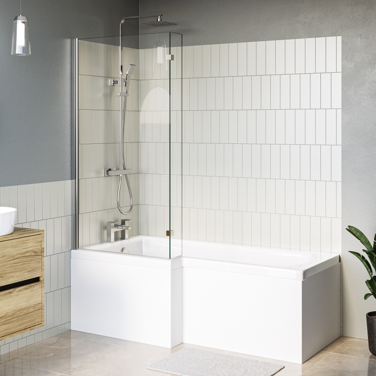 L Shape Shower Bath Left Hand 1700 x 850mm - Lomax