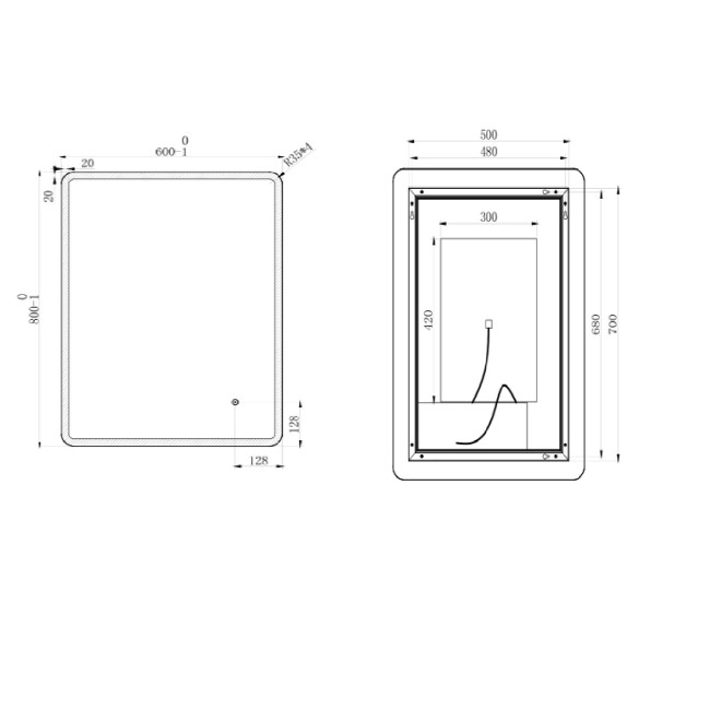 Rectangular LED Heated Bathroom Mirror 600 x 800mm - Ariel - Furniture123