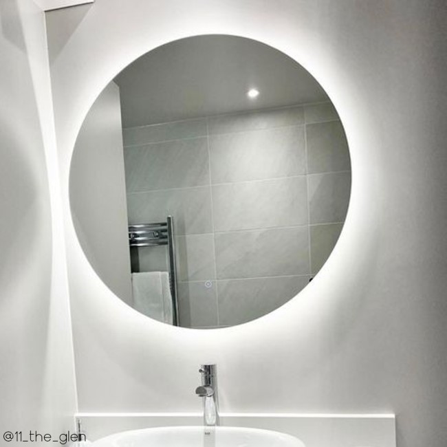 Round Backlit Heated Bathroom Mirror with Lights 800mm - Luna