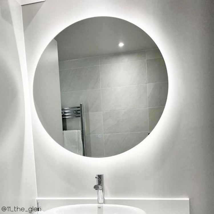 Round Backlit Heated Bathroom Mirror with Lights 800mm - Luna