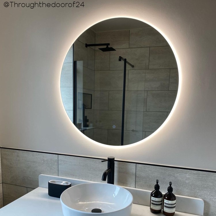 Round Backlit Heated Bathroom Mirror with Lights 800mm - Luna