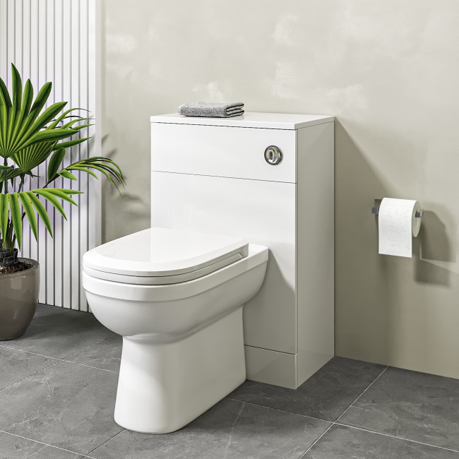 500mm White Back to Wall Toilet Unit Only - Classic