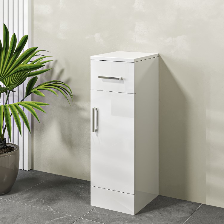 White Freestanding Storage Cabinet 250mm - Classic