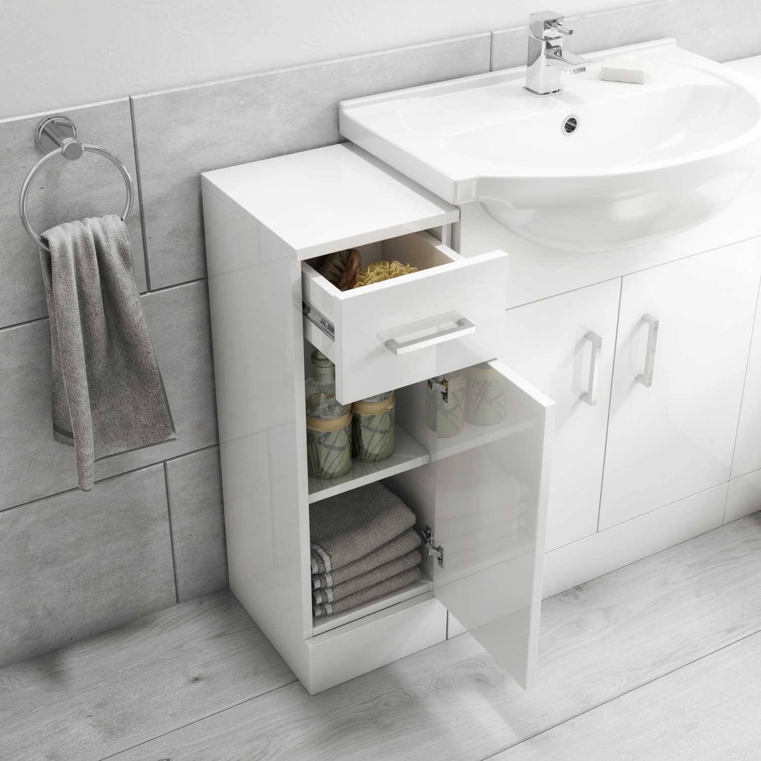 300mm Bathroom Storage Unit White Classic Furniture123 300mm Bathroom Storage Unit White Classic Furniture123