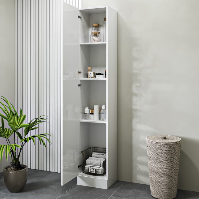 White Freestanding Tall Storage Unit 350mm - Classic