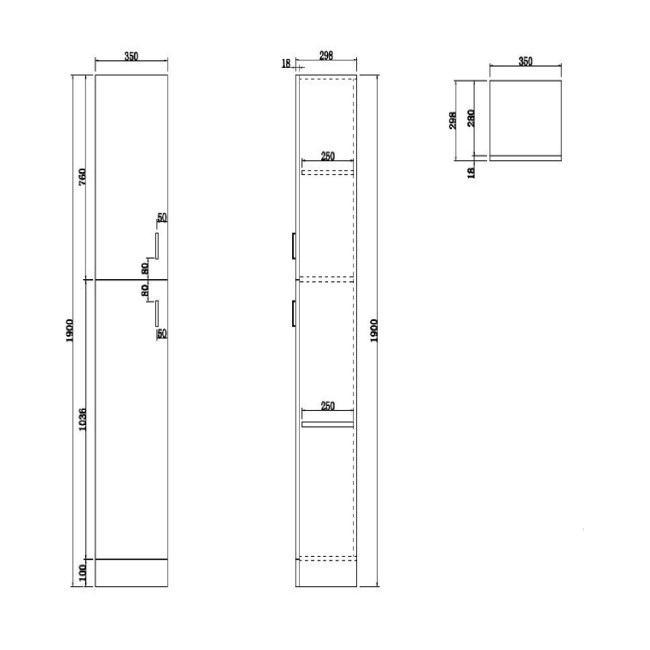 White Freestanding Tall Storage Unit 350mm - Classic