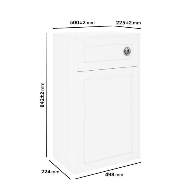 500mm White Back to Wall Toilet Unit Only - Baxenden