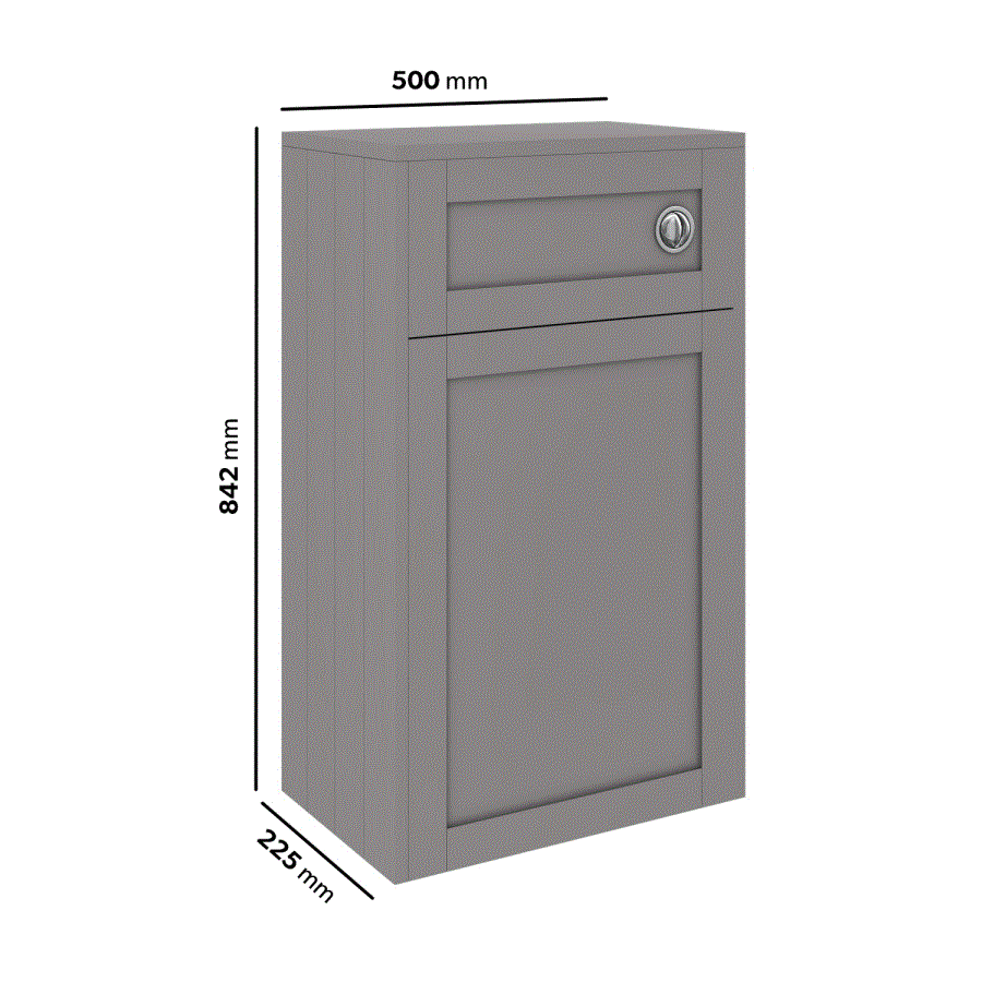 500mm Grey Back to Wall Toilet Unit Only - Baxenden