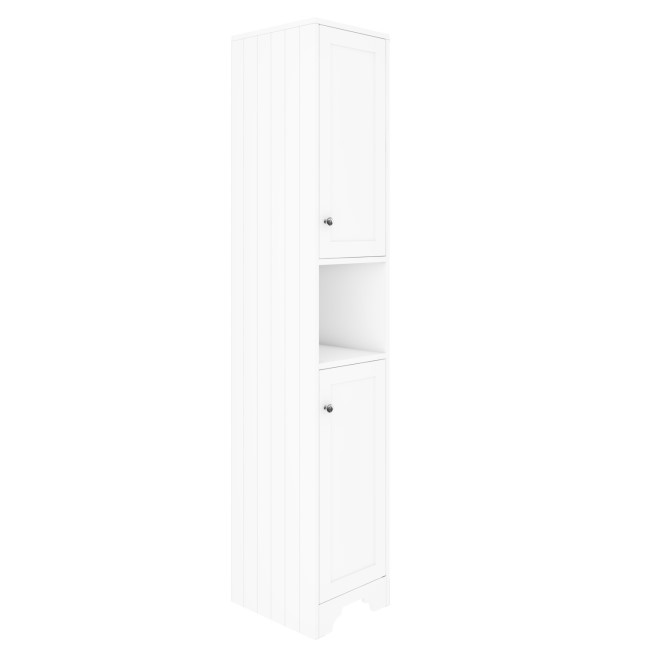 Double Door White Freestanding Tall Bathroom Cabinet 350 x 1884mm- Baxenden