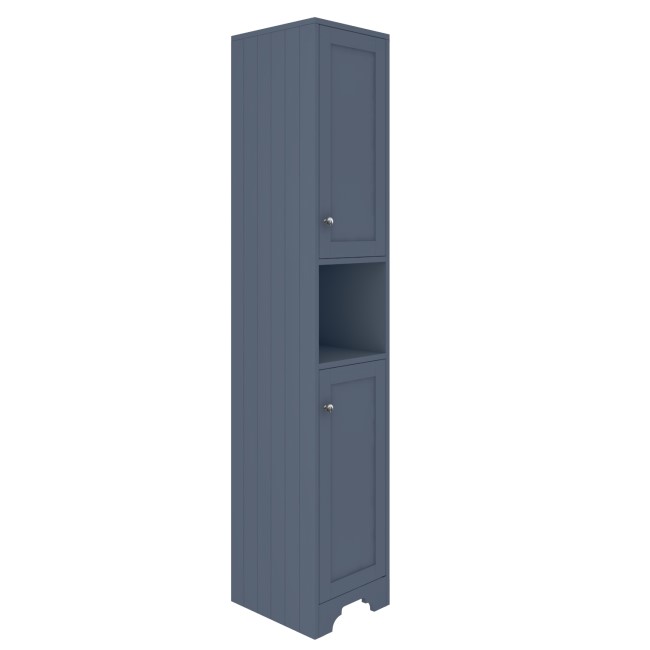 Double Door Blue Freestanding Tall Bathroom Cabinet 350 x 1884mm- Baxenden