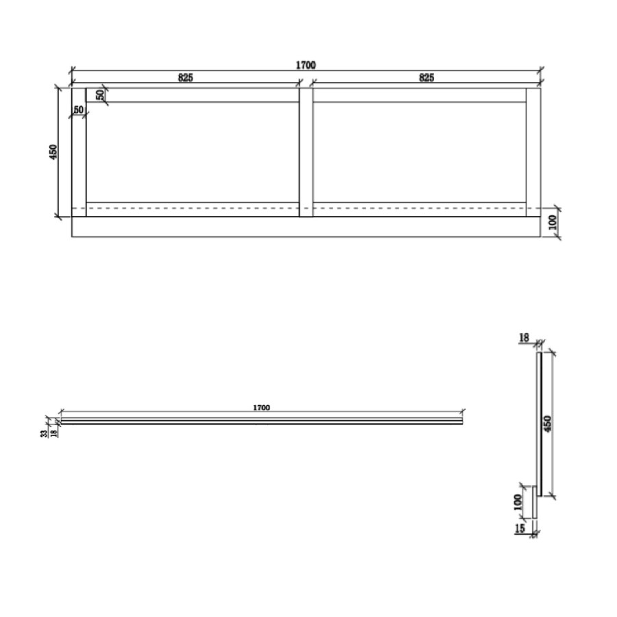 1700mm Wooden Matt Grey Bath Front Panel - Baxenden