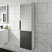 White Mirrored Wall Mounted Tall Bathroom Cabinet 400mm - Sion White Mirrored Wall Mounted Tall Bathroom Cabinet 400mm - Sion