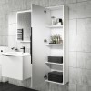 White Mirrored Wall Mounted Tall Bathroom Cabinet 400mm - Sion