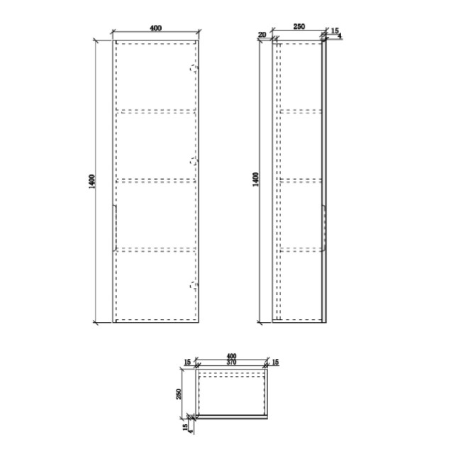 Single Door Blue Mirrored Wall Mounted Tall Bathroom Cabinet 400 x 1400mm - Sion