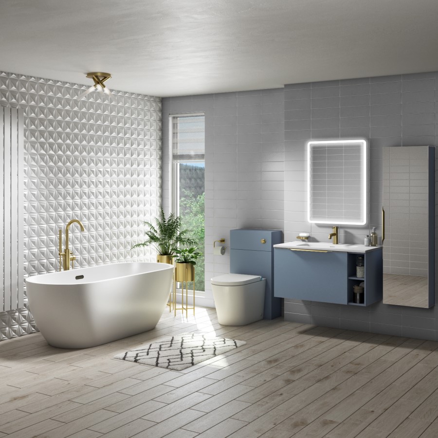 500mm Matt Blue WC Toilet Unit - Sion