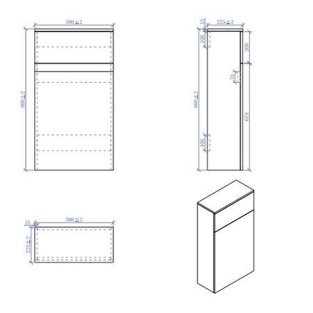 500mm Matt Blue WC Toilet Unit - Sion