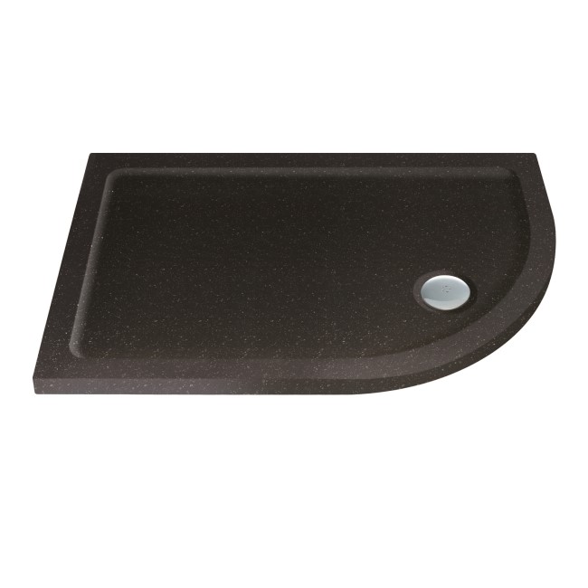 Slim Line Black Sparkle 900 x 760 Right Hand Offset Quadrant Shower Tray