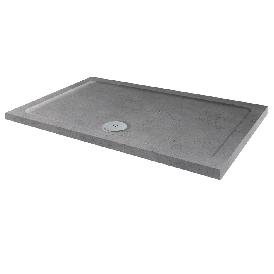 1100 X 760 Shower Tray Slim Line Grey Sparkle 1100 x 760 Rectangular Shower Tray | Furniture123