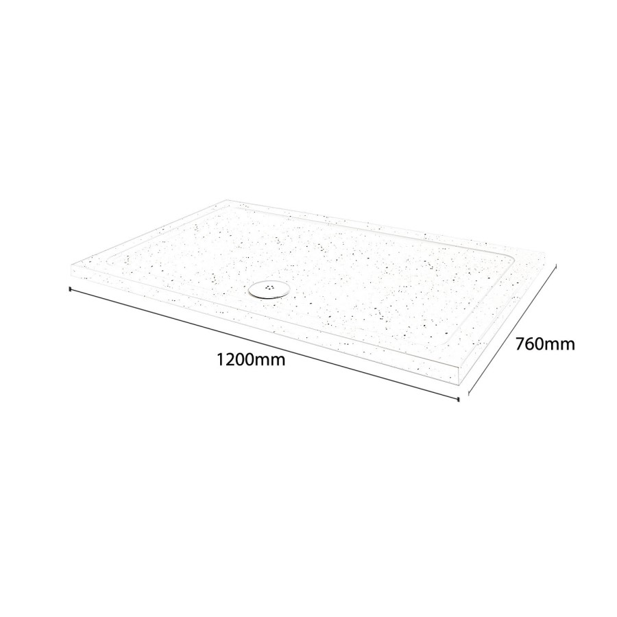 Slim Line White Sparkle 1200 x 760 Rectangular Shower Tray