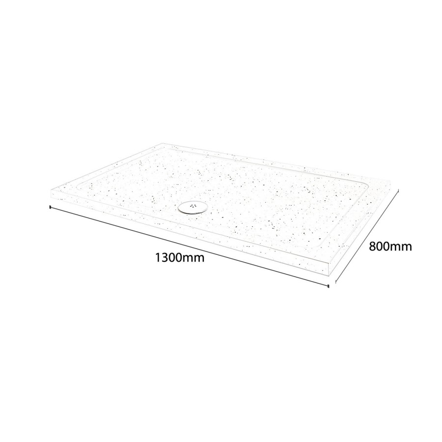 Slim Line White Sparkle 1300 x 800 Rectangular Shower Tray