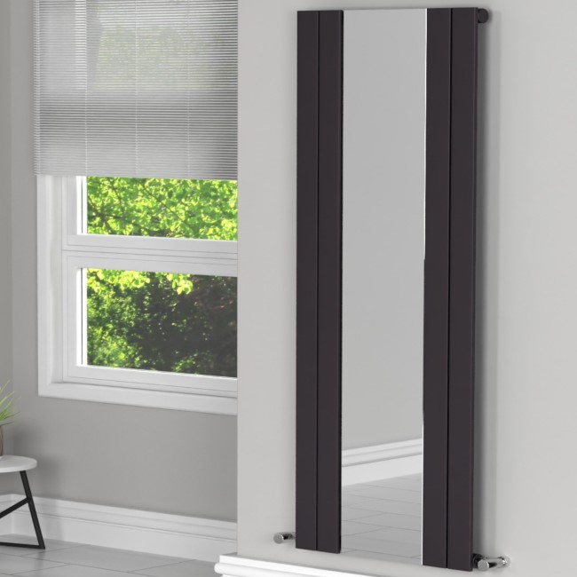 Anthracite Vertical Single Panel Radiator with Mirror 1800 x 600mm - Tanami