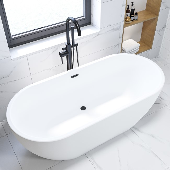 Matt White Freestanding Double Ended Bath 1645 x 745mm - Lisbon