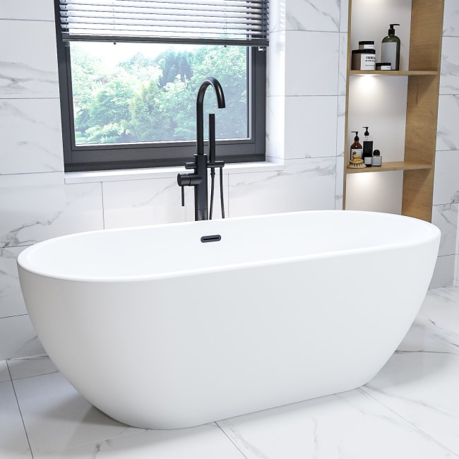 Matt White Freestanding Double Ended Bath 1645 x 745mm - Lisbon