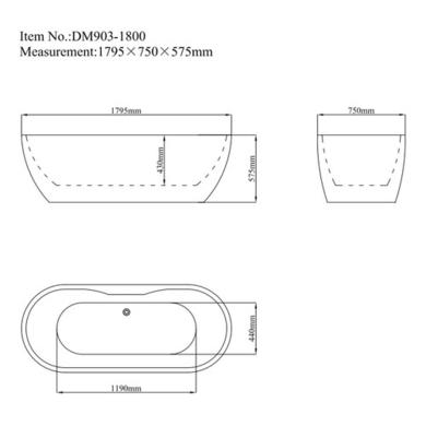 Freestanding Double Ended Bath 1795 x 750mm - Lisbon