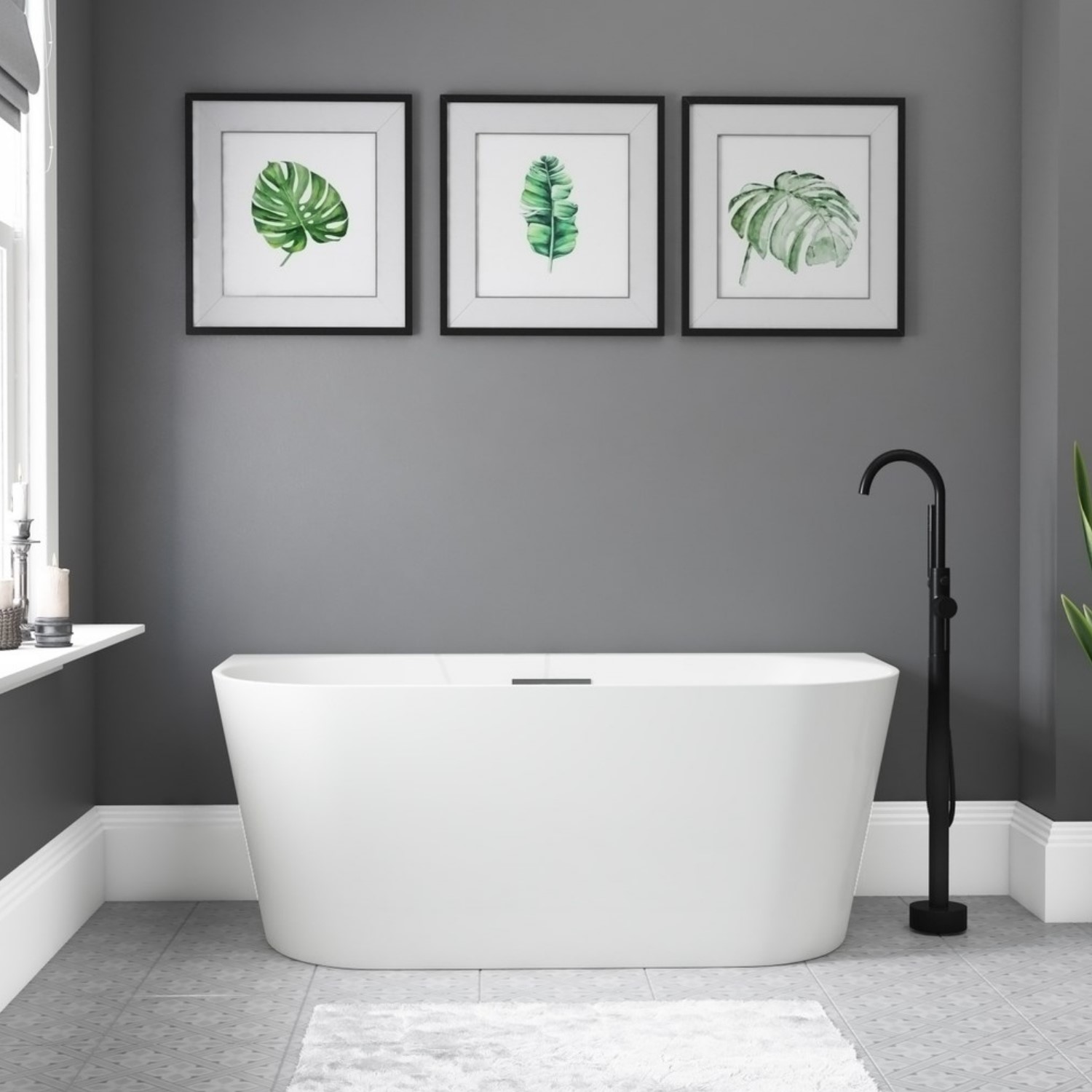 gable freestanding bath double ended back to wall 1700 x 800mm furniture123
