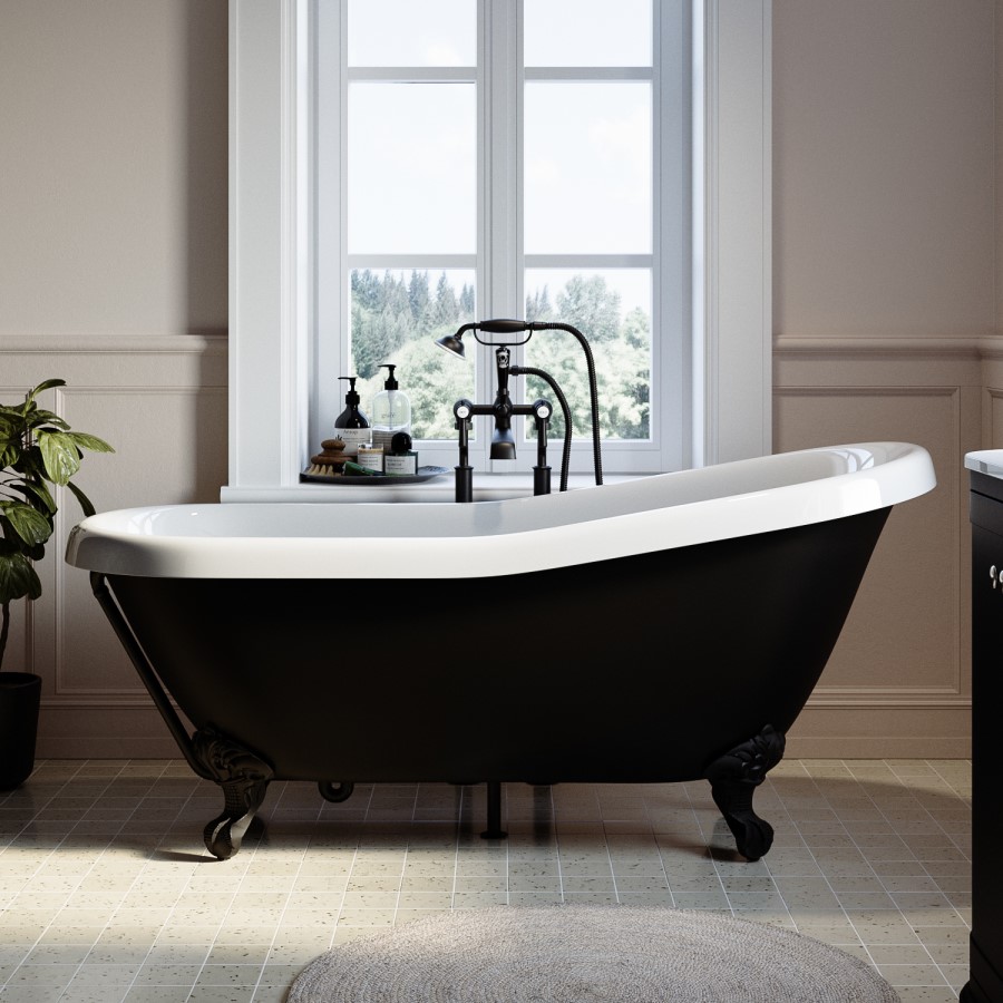 Set of 4 Matt Black Ball & Claw Feet for Roll Top Baths - Park Royal