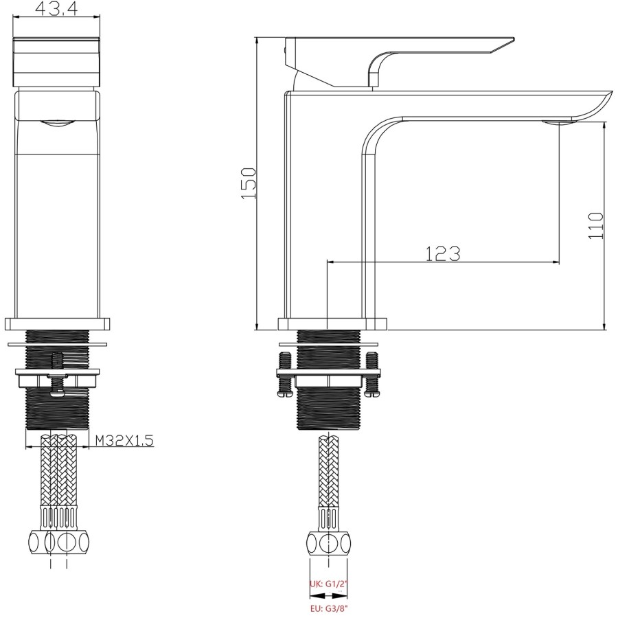 Black Mono Basin Mixer Tap - Zana