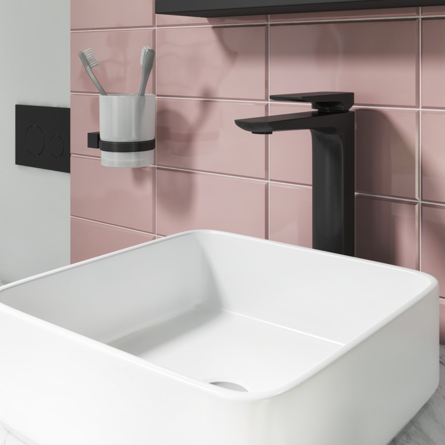 Tall Black Single Lever Basin Mixer Tap - Zana