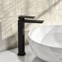 Tall Black Single Lever Basin Mixer Tap - Zana