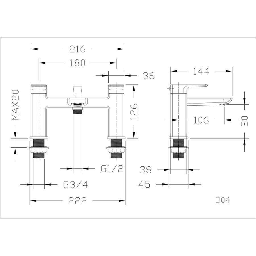Black Bath Shower Mixer Tap - Zana