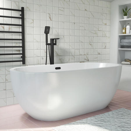 Black Freestanding Bath Shower Mixer Tap - Zana