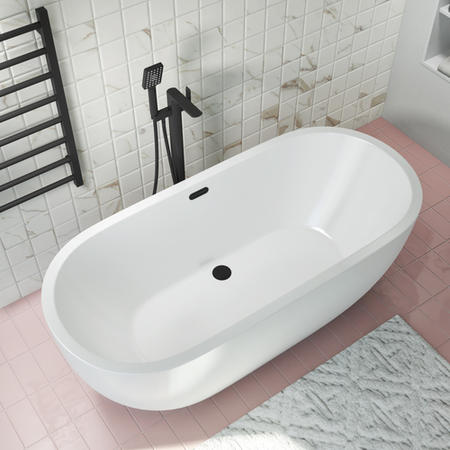 Black Freestanding Bath Shower Mixer Tap - Zana