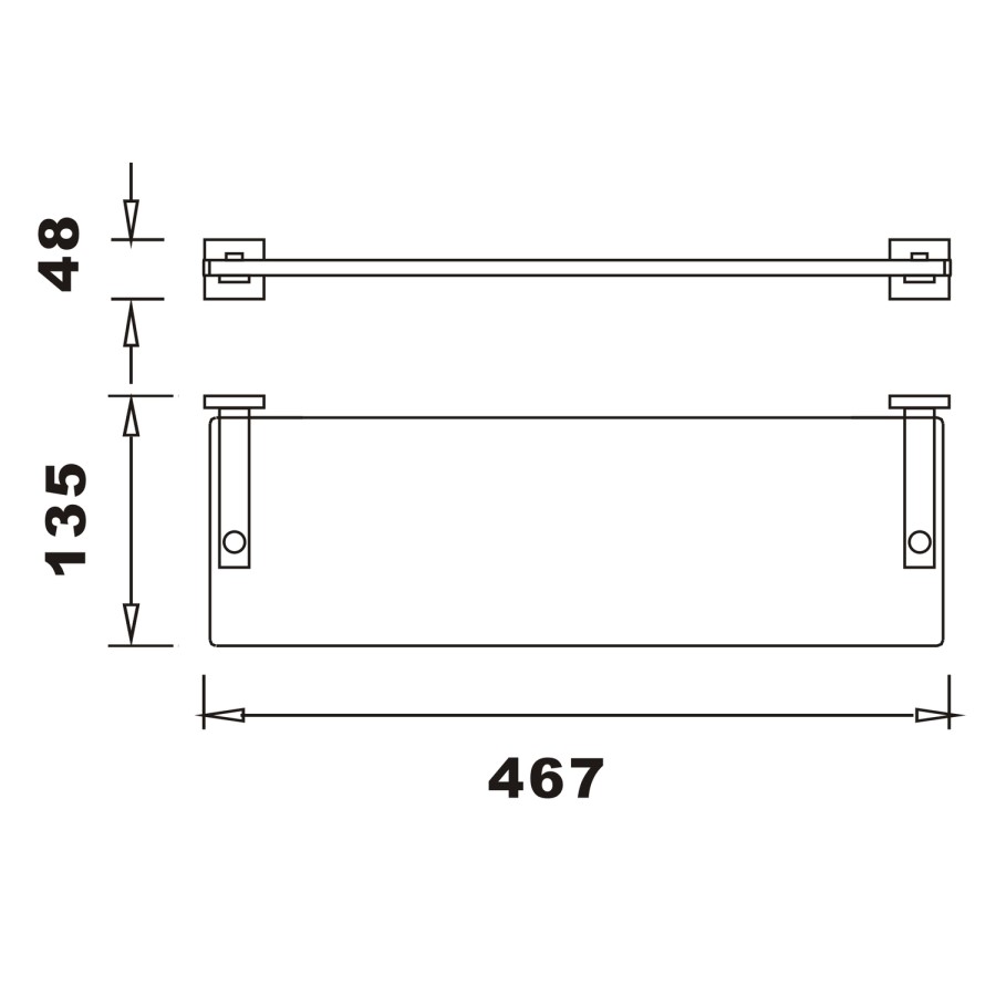 Black Glass Towel Shelf - Arissa