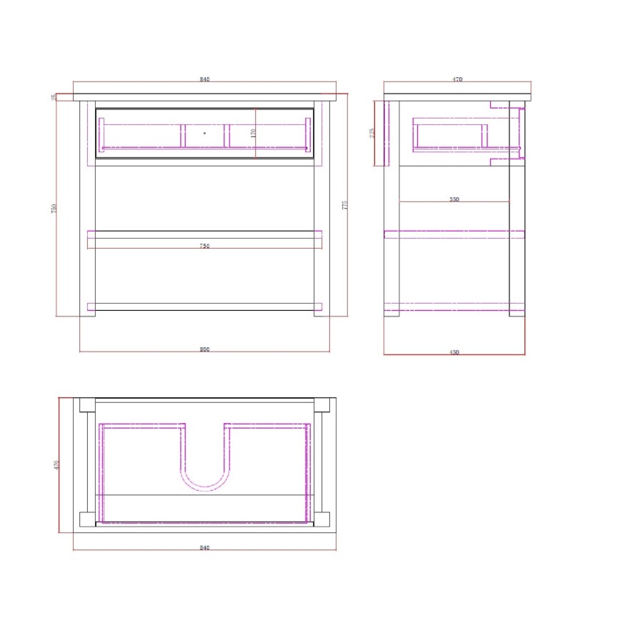 GRADE A1 - 840mm Grey Cabinet with Open Storage - Whitby