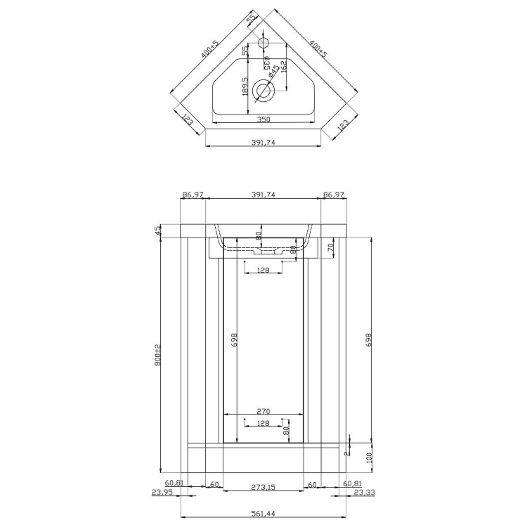 400mm White Cloakroom Corner Vanity Unit with Basin - Apollo