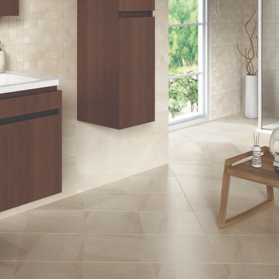 Dark Beige Marble Effect Floor Tile 330 x 330mm - Nata