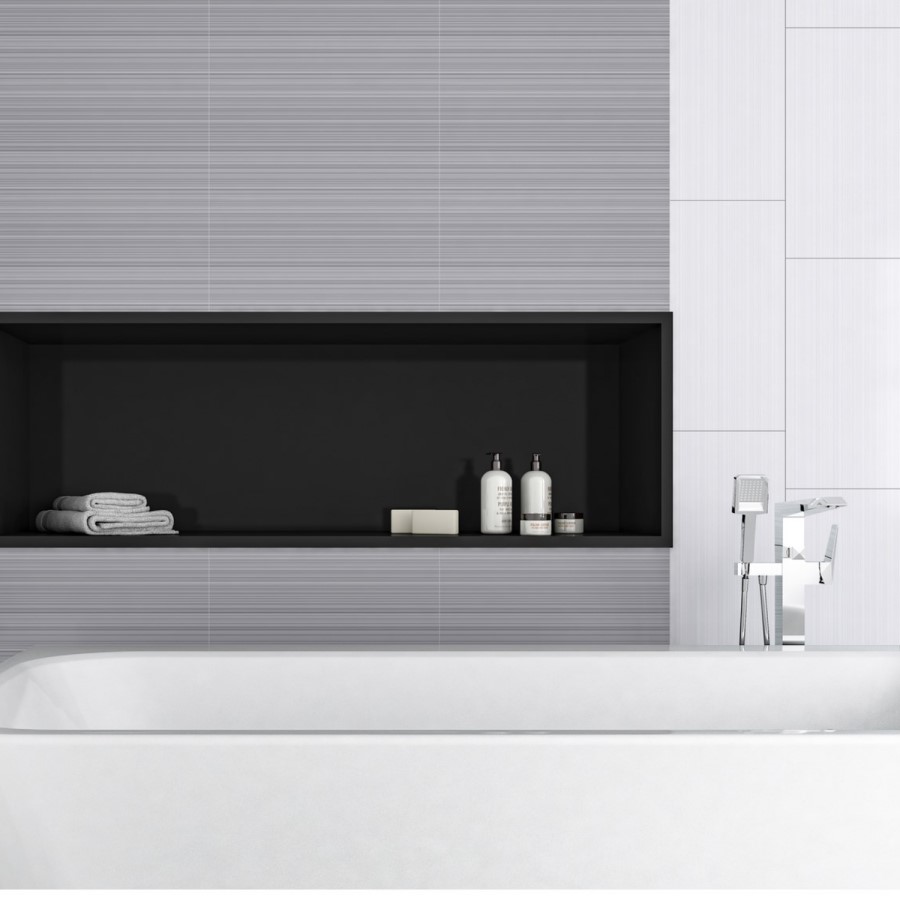 Grey Pinstripe Wall Tile 250 x 500mm - Laina
