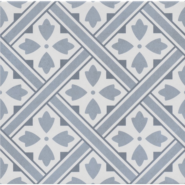 Blue Patterned Floor Tile 330 x 330mm - Belgravia