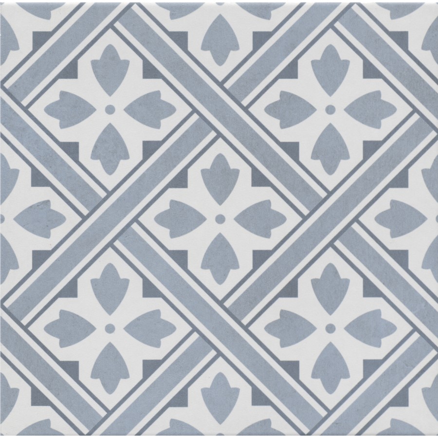 Blue Patterned Floor Tile 330 x 330mm - Belgravia