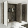 Wood Effect 3 Door Mirrored Bathroom Cabinet 800 x 650mm - Ashford