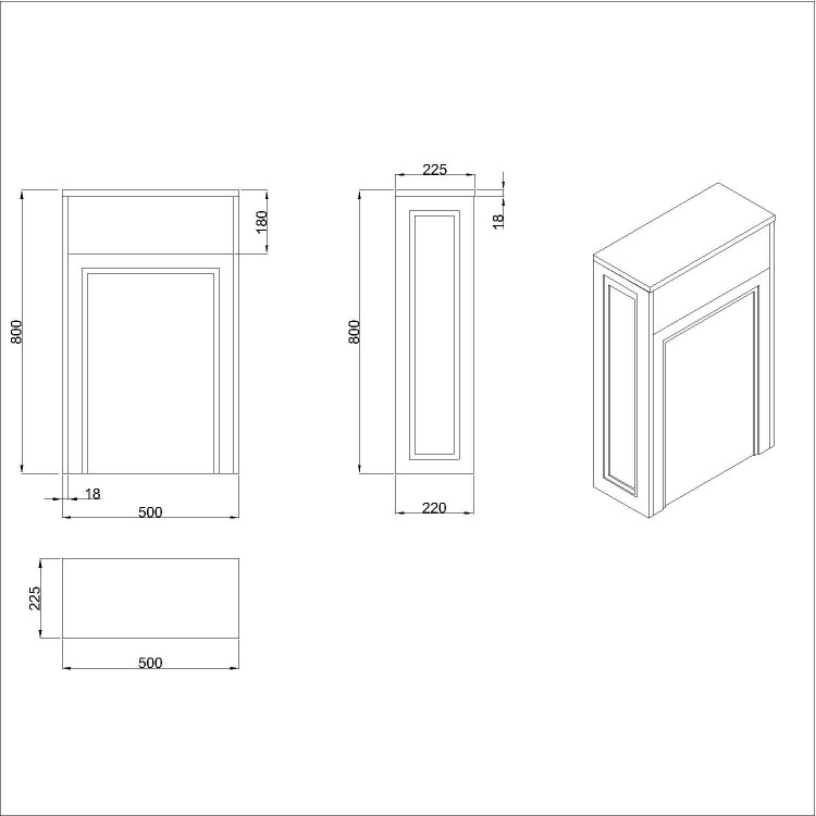 500mm White Back to Wall Toilet Unit Only - Camden