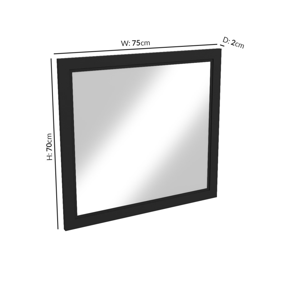 Rectangular Black Bathroom Mirror 750 x 700mm - Camden