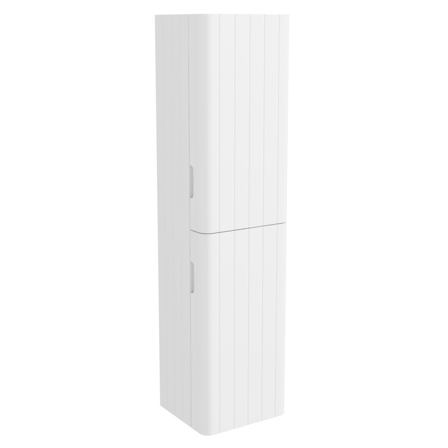 Double Door White Wall Mounted Tall Bathroom Cabinet 350mm x 1400mm - Empire