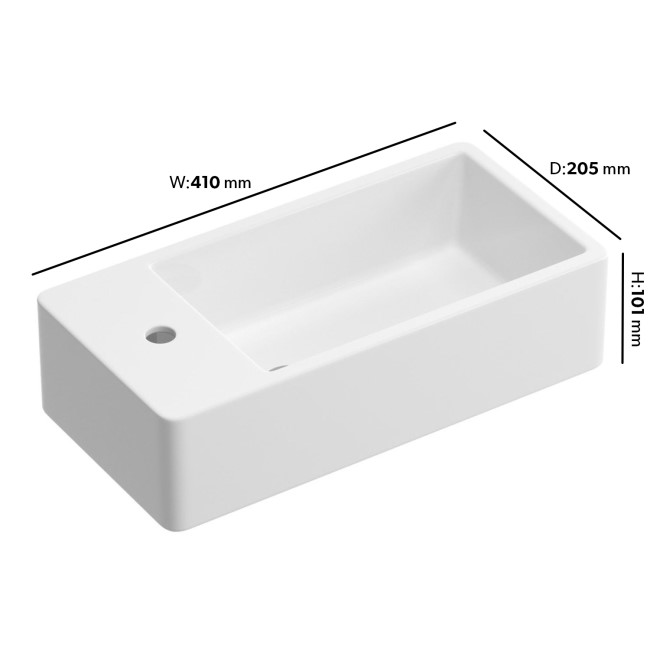 Cloakroom Matt Wall Hung Basin Left Hand 405mm - Detroit