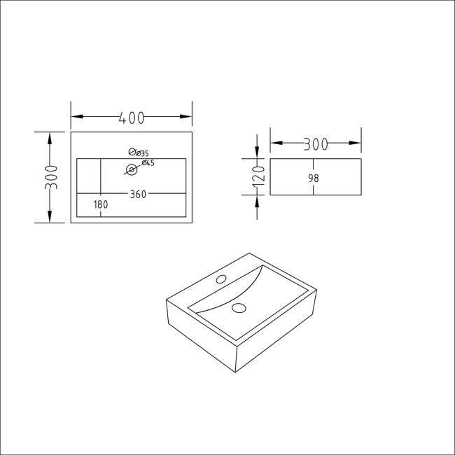 Cloakroom Matt Wall Hung Basin 400mm - Houston